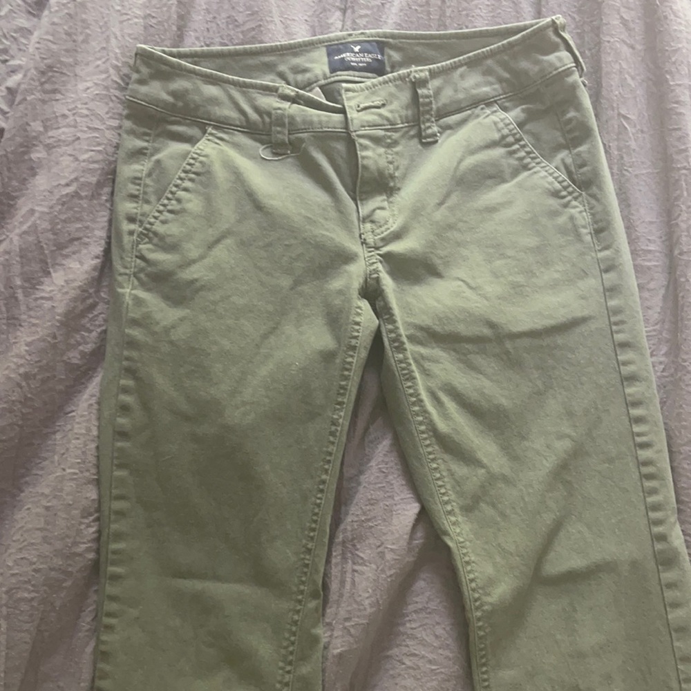 army green bootcut jeans